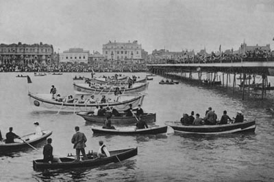 Lifeboat demonstration around Worthing Pier.